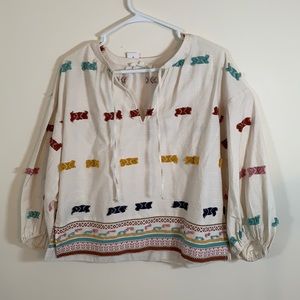 Fringe Detail Peasant Top